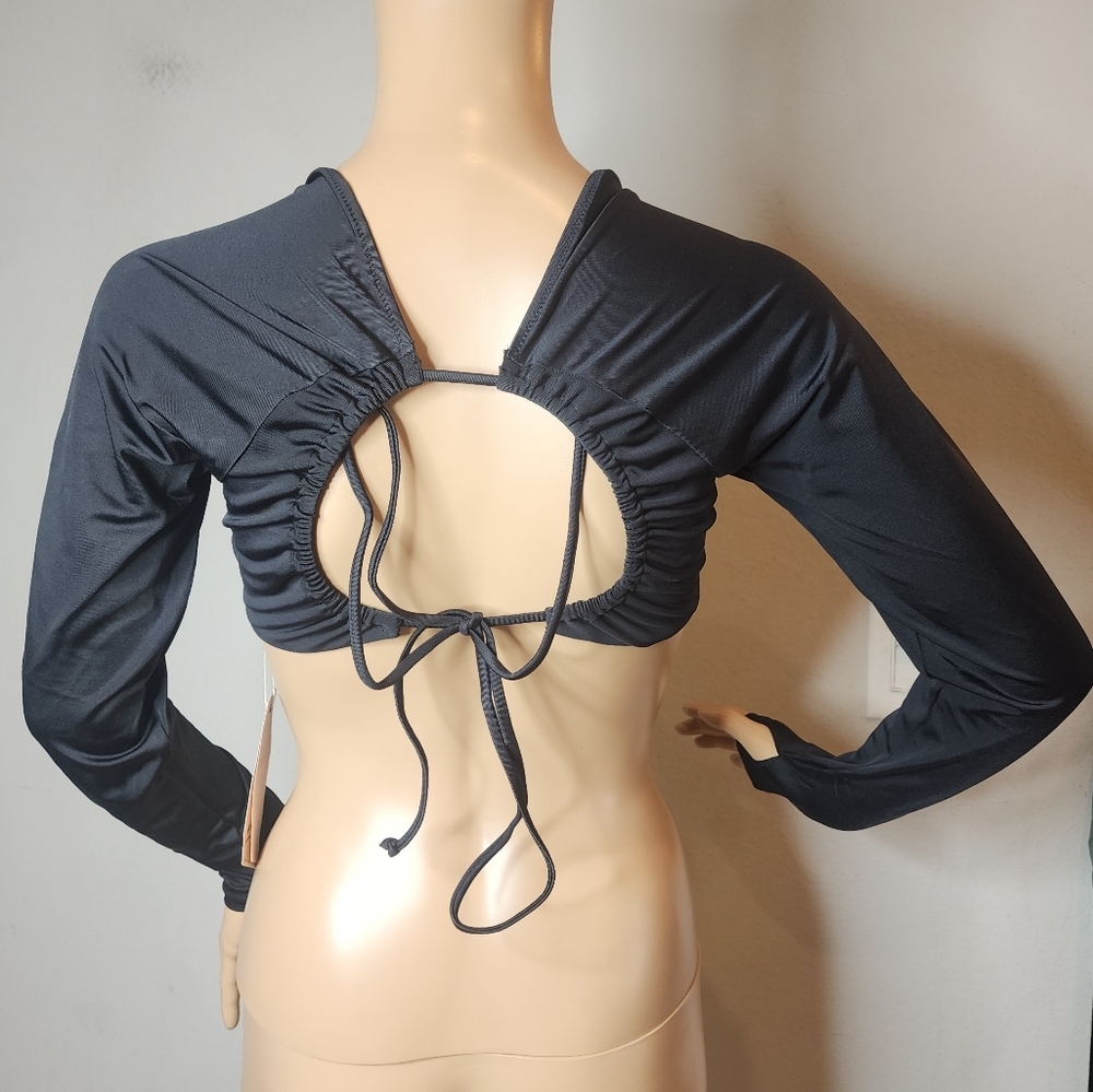 NWT We Are HAH Black Keep It Up Top Long Sleeve Rash Guard Underwire Large - Picture 3 of 15